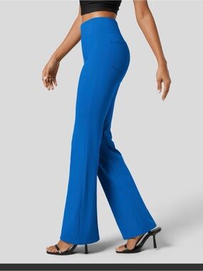 HALARA High-Rise Flare Pants in Bright Blue